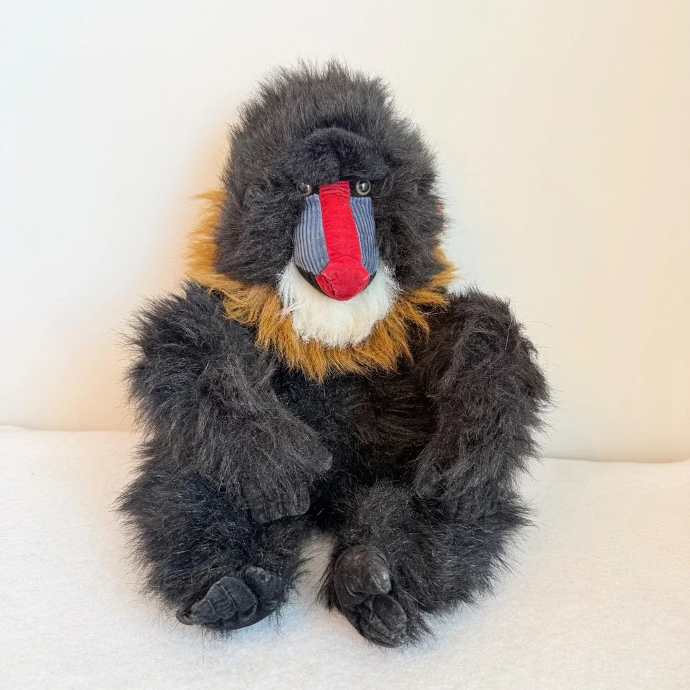 Vintage 1990s Cascades Toy Mandrill Baboon Hand Puppet Plush Made in Indonesia